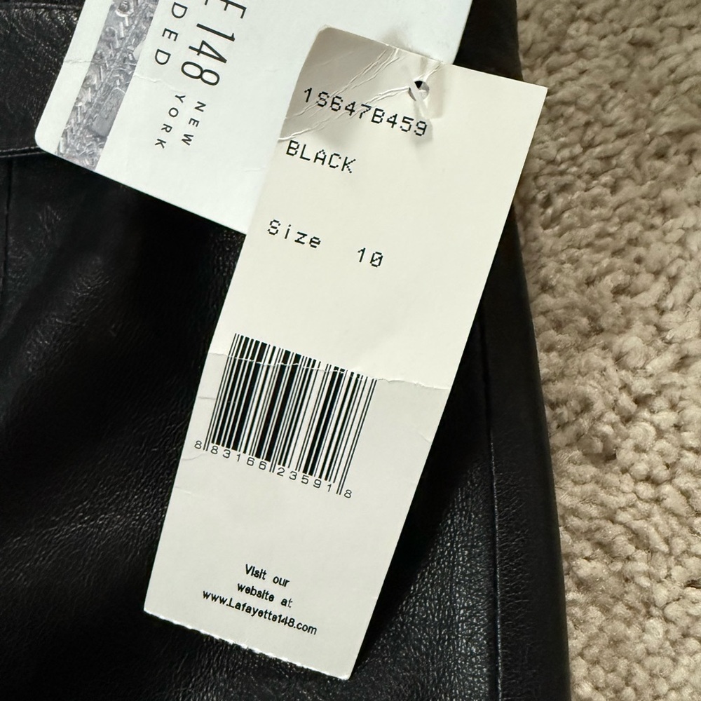 Lafayette 148 New York Lambskin Leather Black Studded Pencil Skirt- New With Tag - Picture 4 of 8